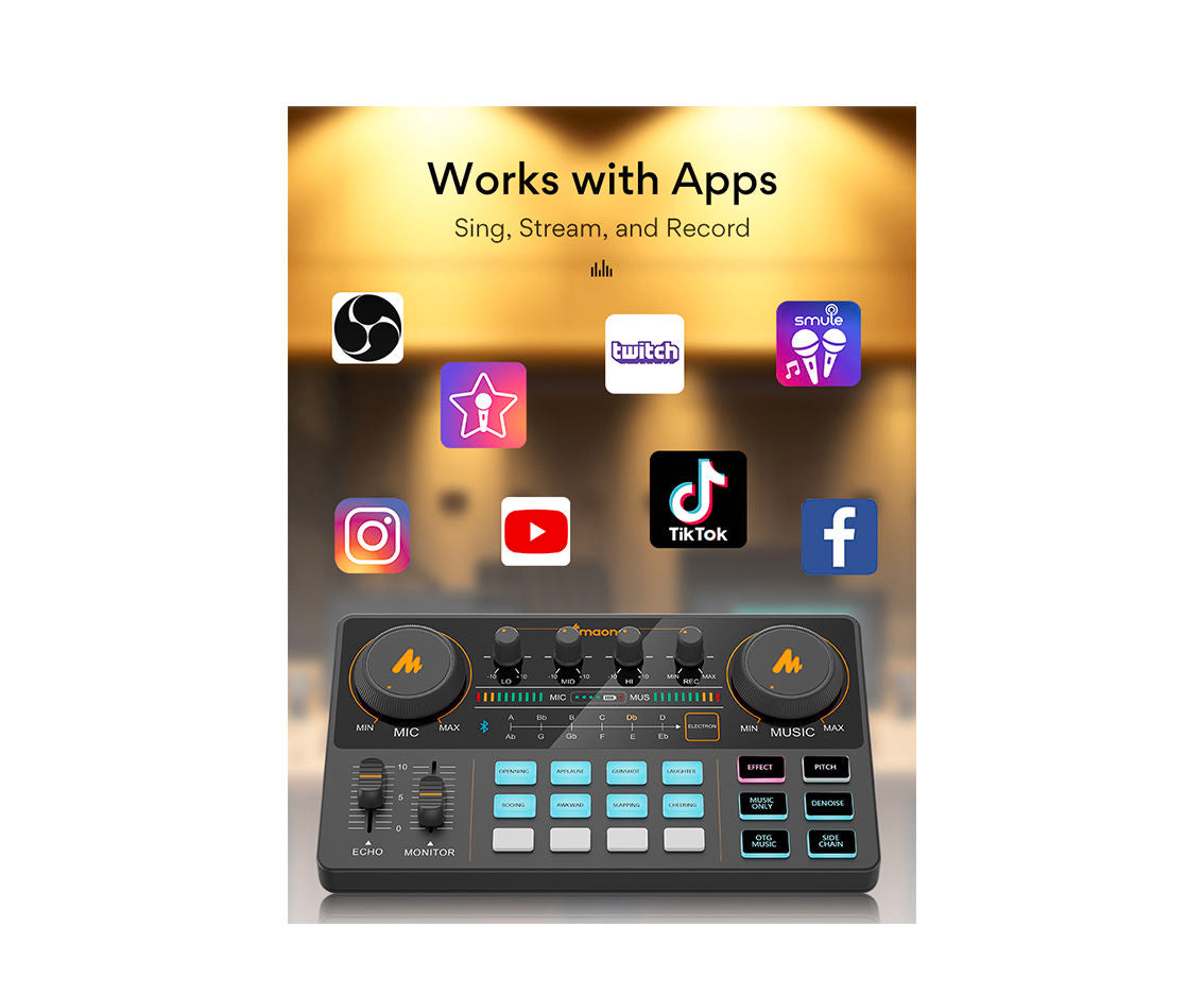 Maono AU-AM200 All-In-One Podcast Mixer - Portable Audio Interface